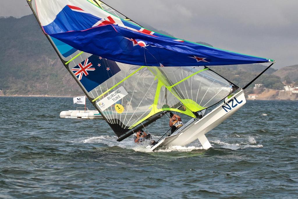 Burling and Tuke lay the 49er back after finish the Medal Race - 49er Mens Medal Race- 2016 Olympics © Richard Gladwell www.photosport.co.nz